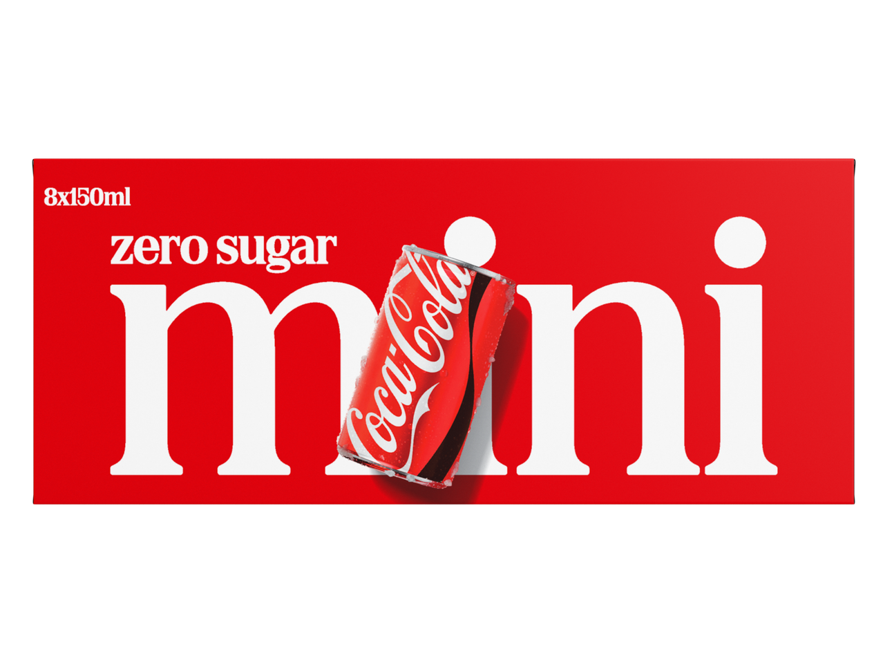 Rode verpakking van suikervrije minicla-blikjes, 8x150ml.