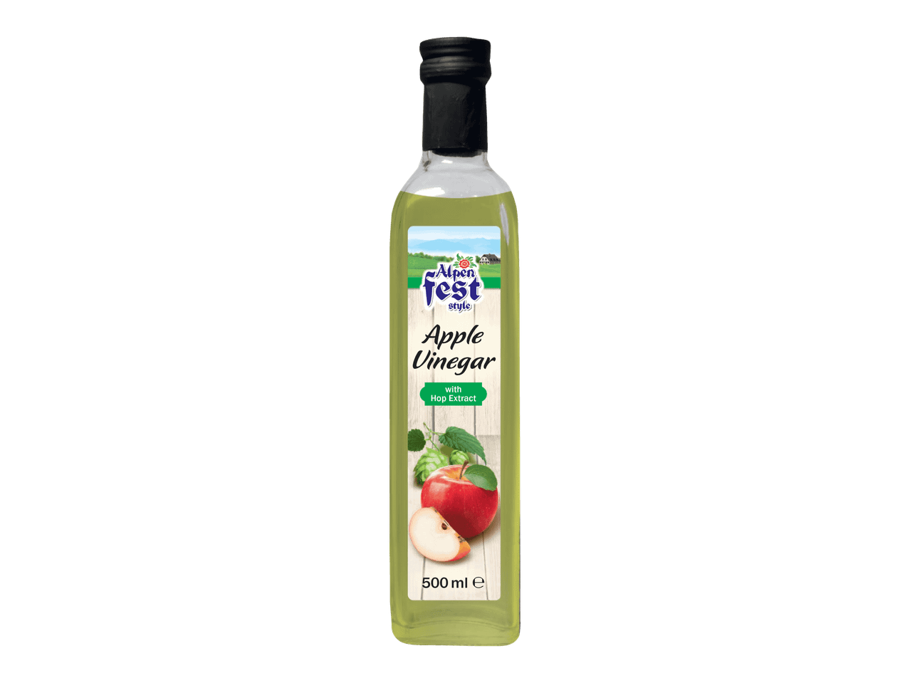Omenaviinietikkapullo humalauutteella, 500 ml.