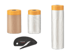 Abdeckmaterial-Set mit Klebeband, Folie und Cuttermesser.