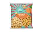 Sachet de gnocchis colorés à la patate douce, avec un motif festif et l'indication végétarien.