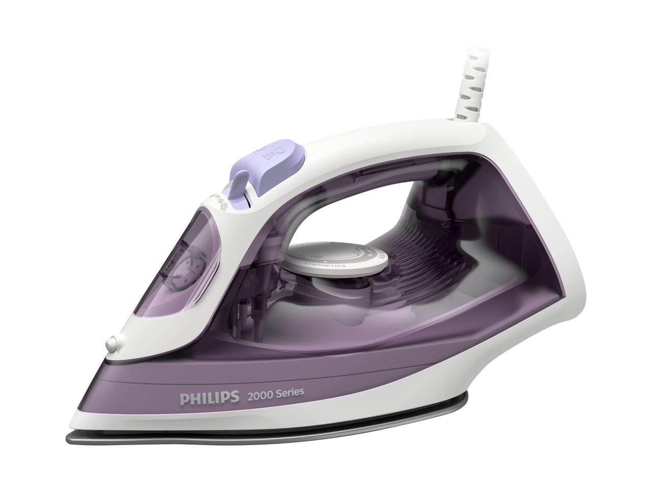 En lilla og hvid Philips 2000 Series strygejern.