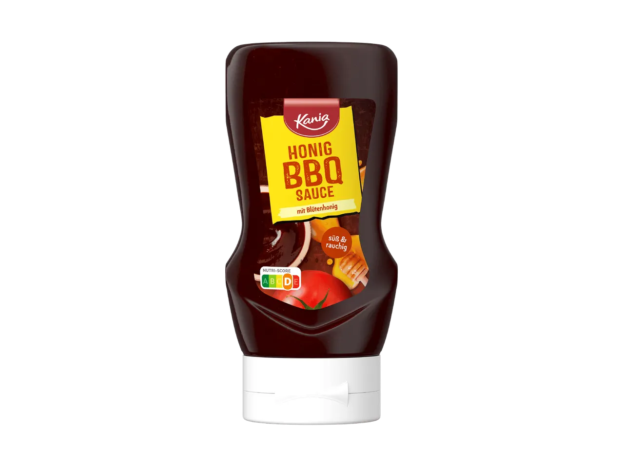 Honig BBQ Sauce in einer Flasche mit Nutri-Score D, süß und rauchig