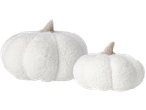 LIVARNO home Decorative Cushion Set: Two white sherpa pumpkins