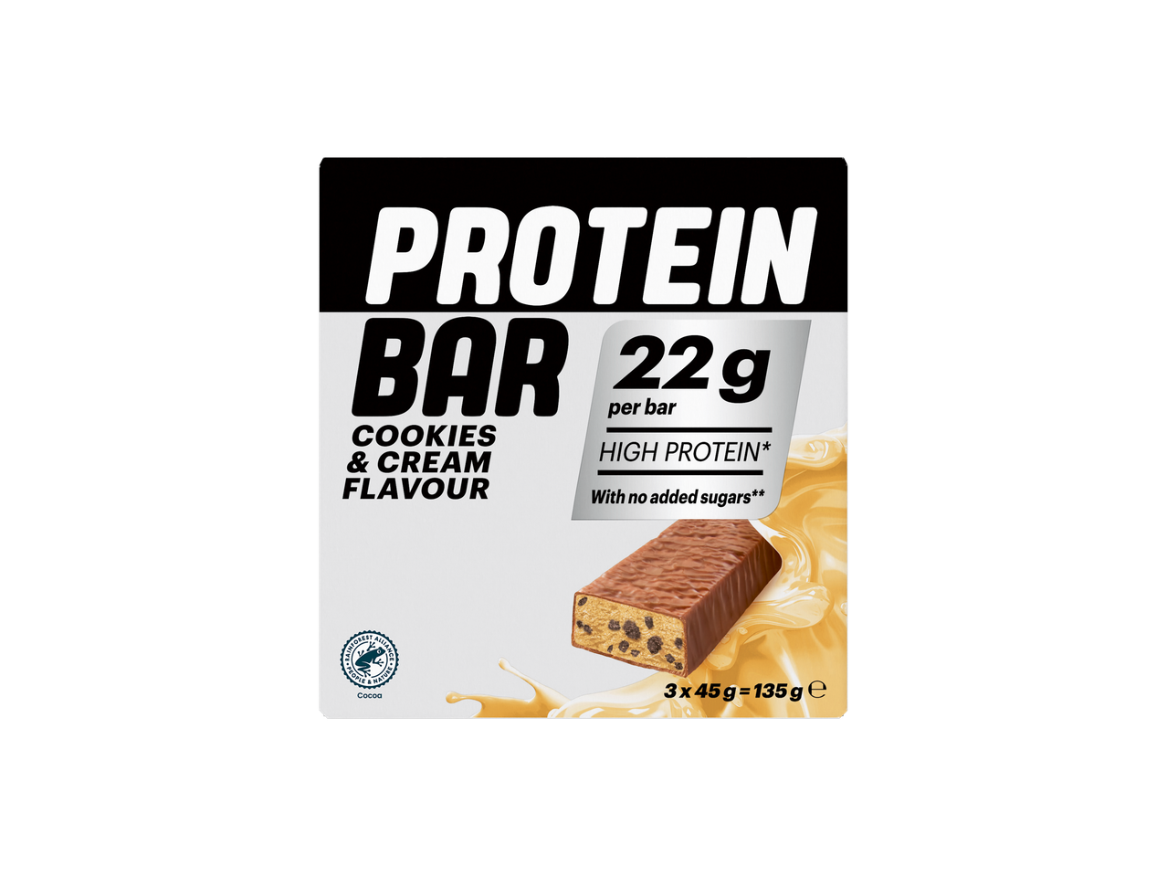 22g fehérjét tartalmazó protein szeletek, süti és krém ízesítéssel.