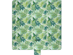 Manta de piquenique LIVARNO com padrão de folhas tropicais verdes.