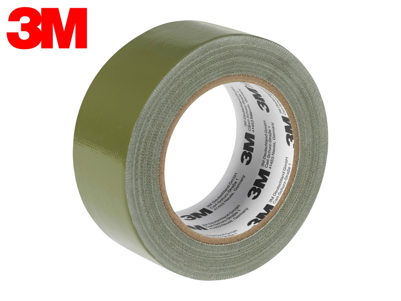 Roll of green duct tape with text on the inner core.