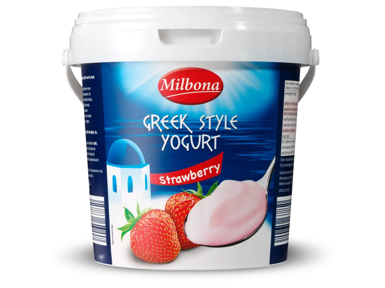 Milbona Griekse yoghurt met aardbei.