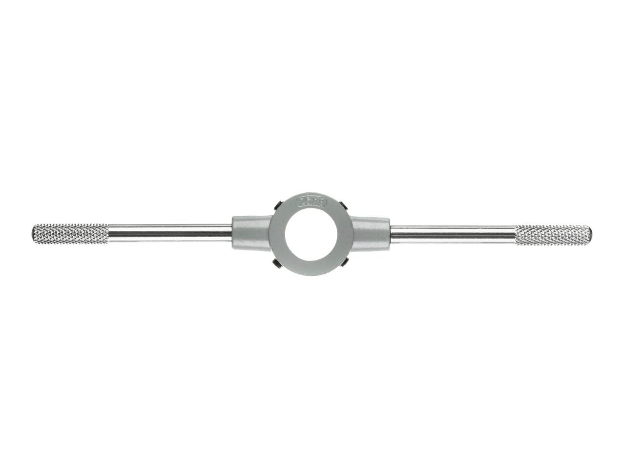 Die stock with knurled handles for holding and turning round dies