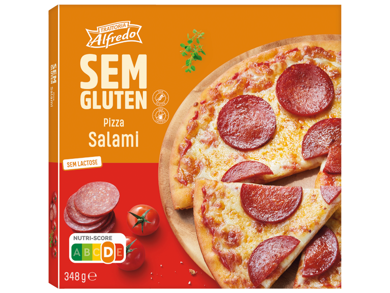 Pizza de salami sem glúten Trattoria Alfredo.