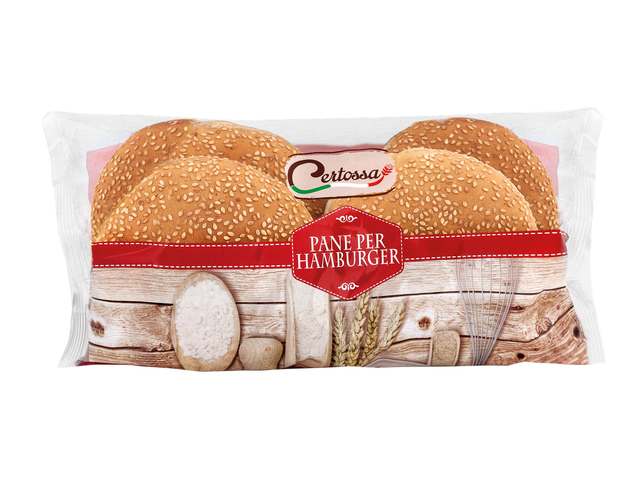 A package of four Hamburger bread