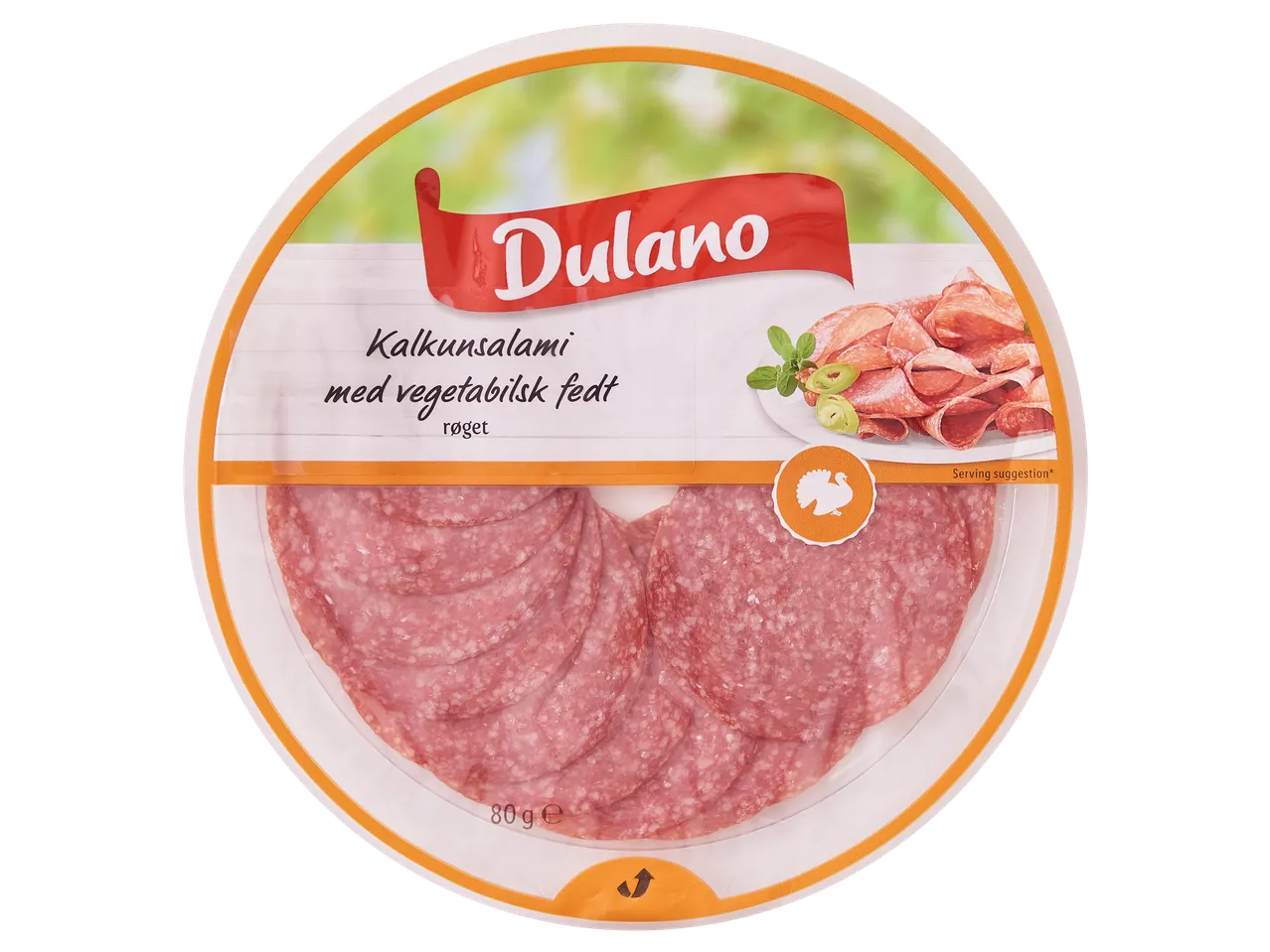 DULANO Kalkunsalami med vegetabilsk fedt, røget, 80g.