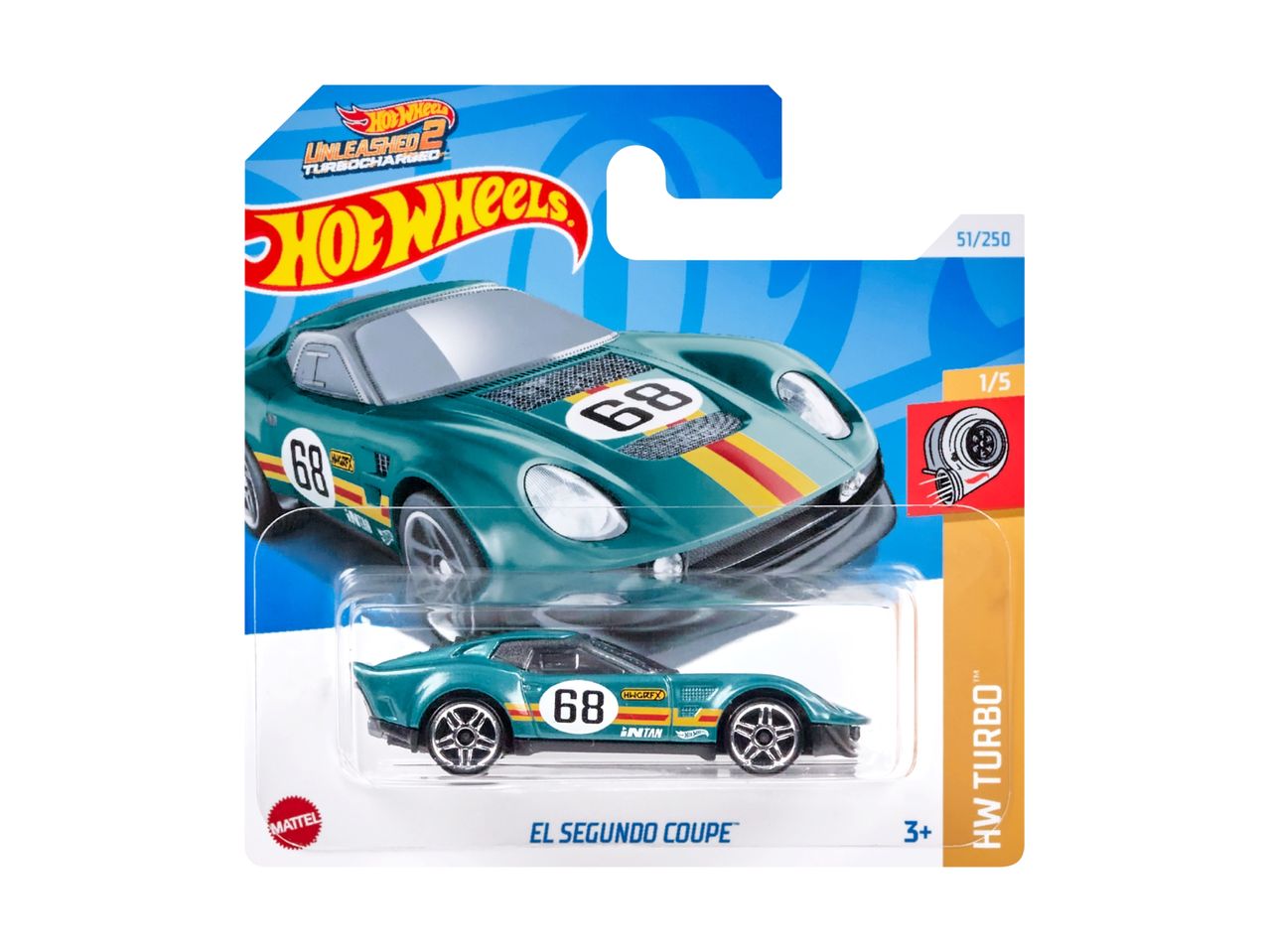 Hot Wheels El Segundo Coupe toy car in packaging.