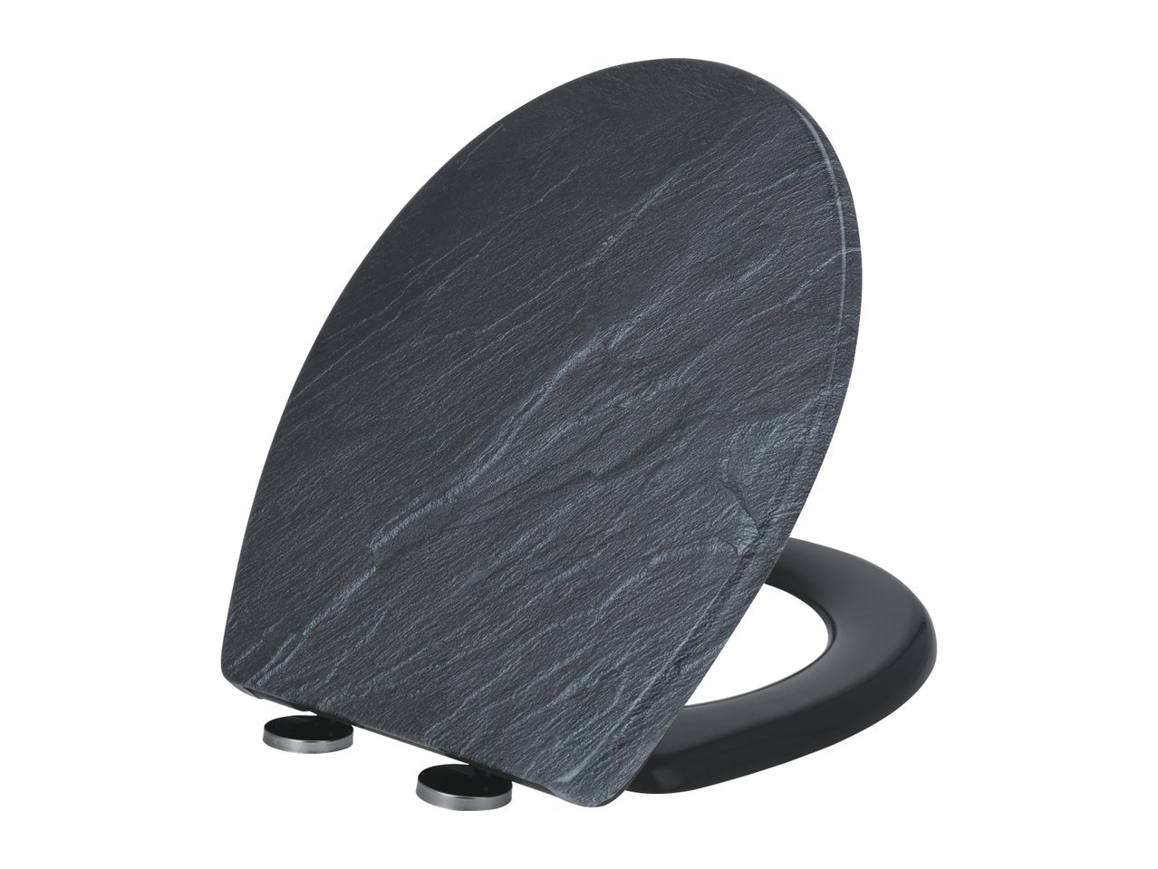 Dark grey toilet seat with a slate-effect lid and black ring
