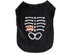 Black pet costume with a white skeleton and orange pumpkin design