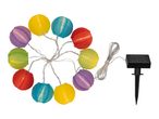 Solar-powered paper lantern string lights.