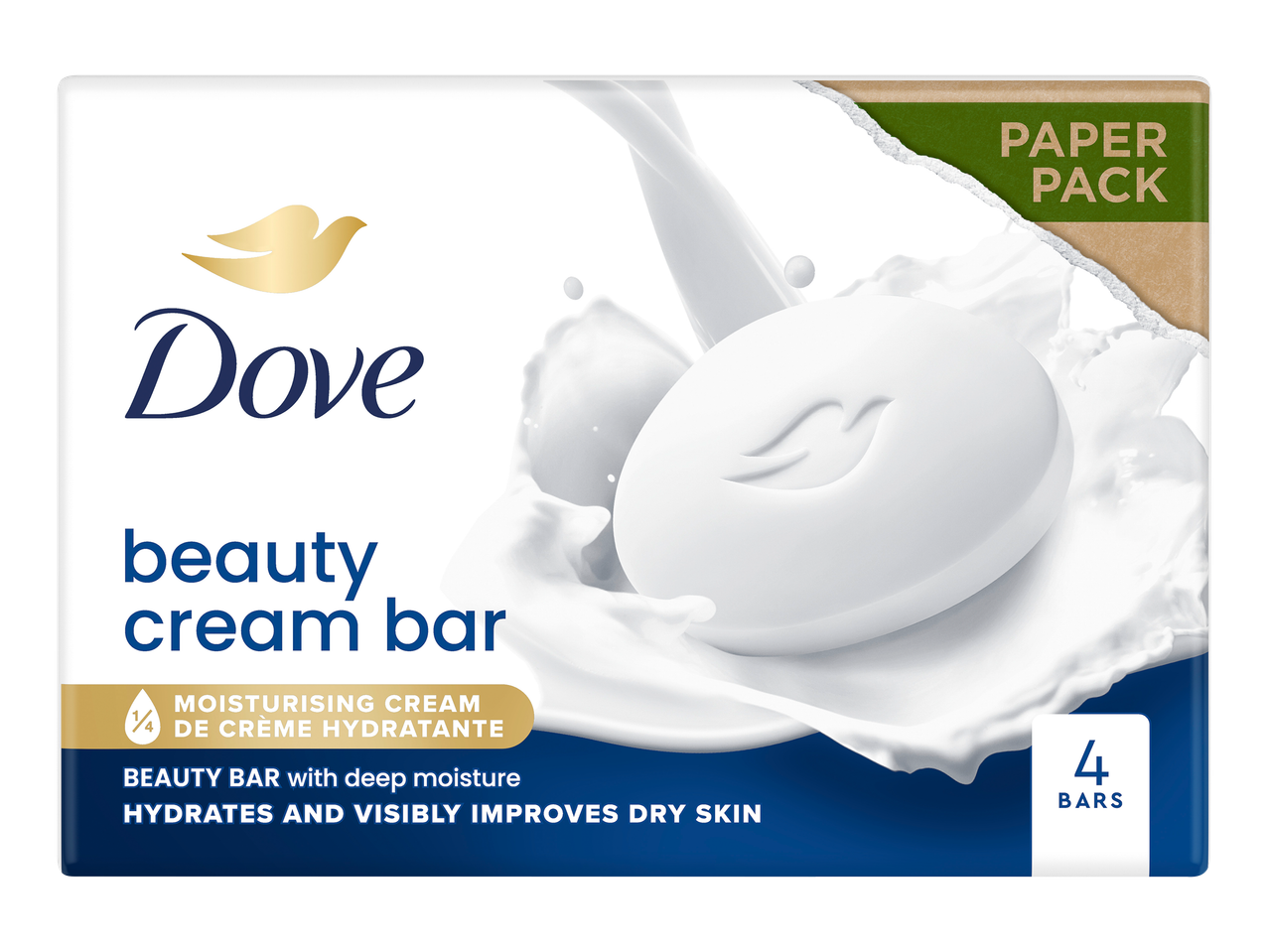Pachet de săpun cremă cu 4 bucăți, cu 1/4 cremă hidratantă, pentru piele uscată.