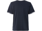 Mörkblå t-shirt med spetsdetaljer.