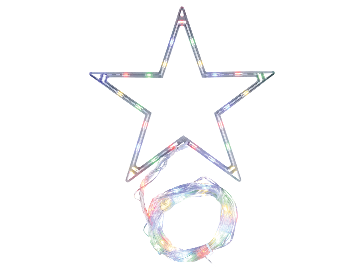 LIVARNO HOME® Lyskæde: šviečianti žvaigždė su daugiaspalviais LED ir susukta šviesų girlianda