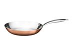 Copper-colored frying pan with a stainless steel interior and handle
