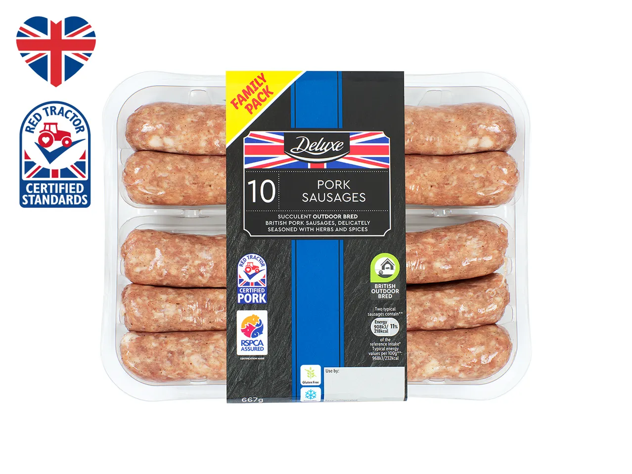 Go to full screen view: Deluxe RSPCA Pork Sausages - Image 1