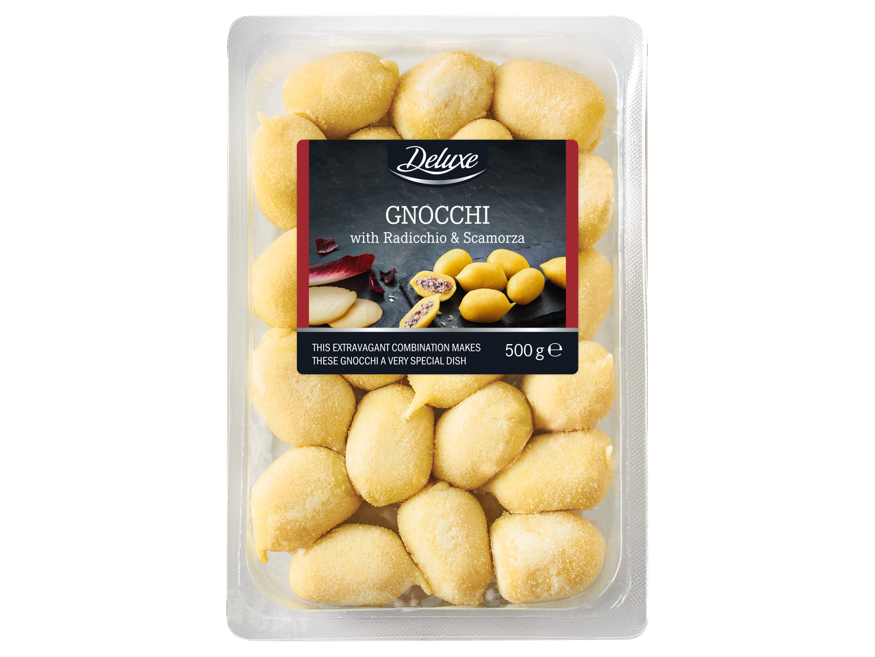 Embalagem de gnocchi Deluxe com radicchio e scamorza, 500 g.