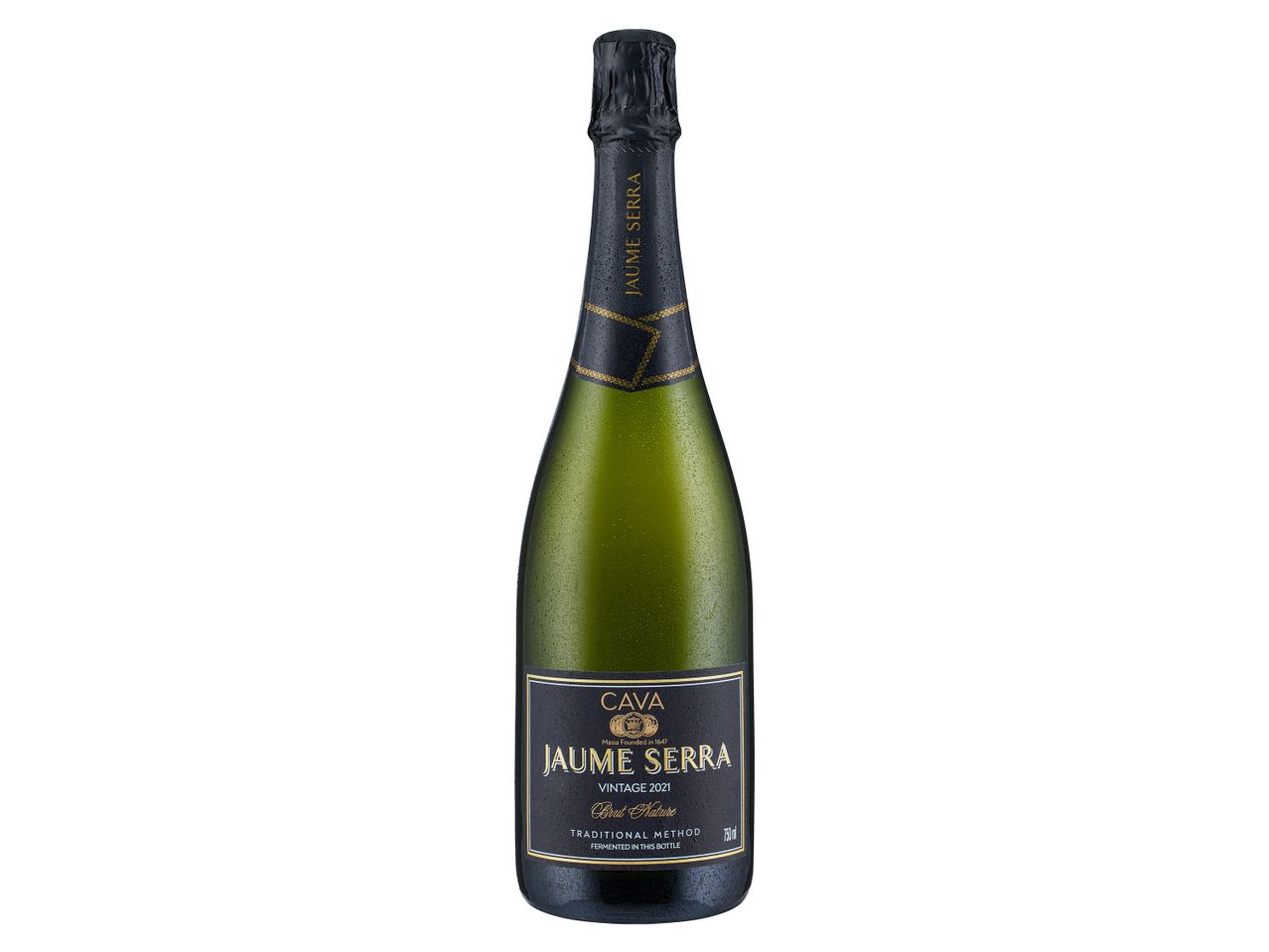 Jaume Serra Cava Brut Nature sparkling wine bottle, vintage 2021.