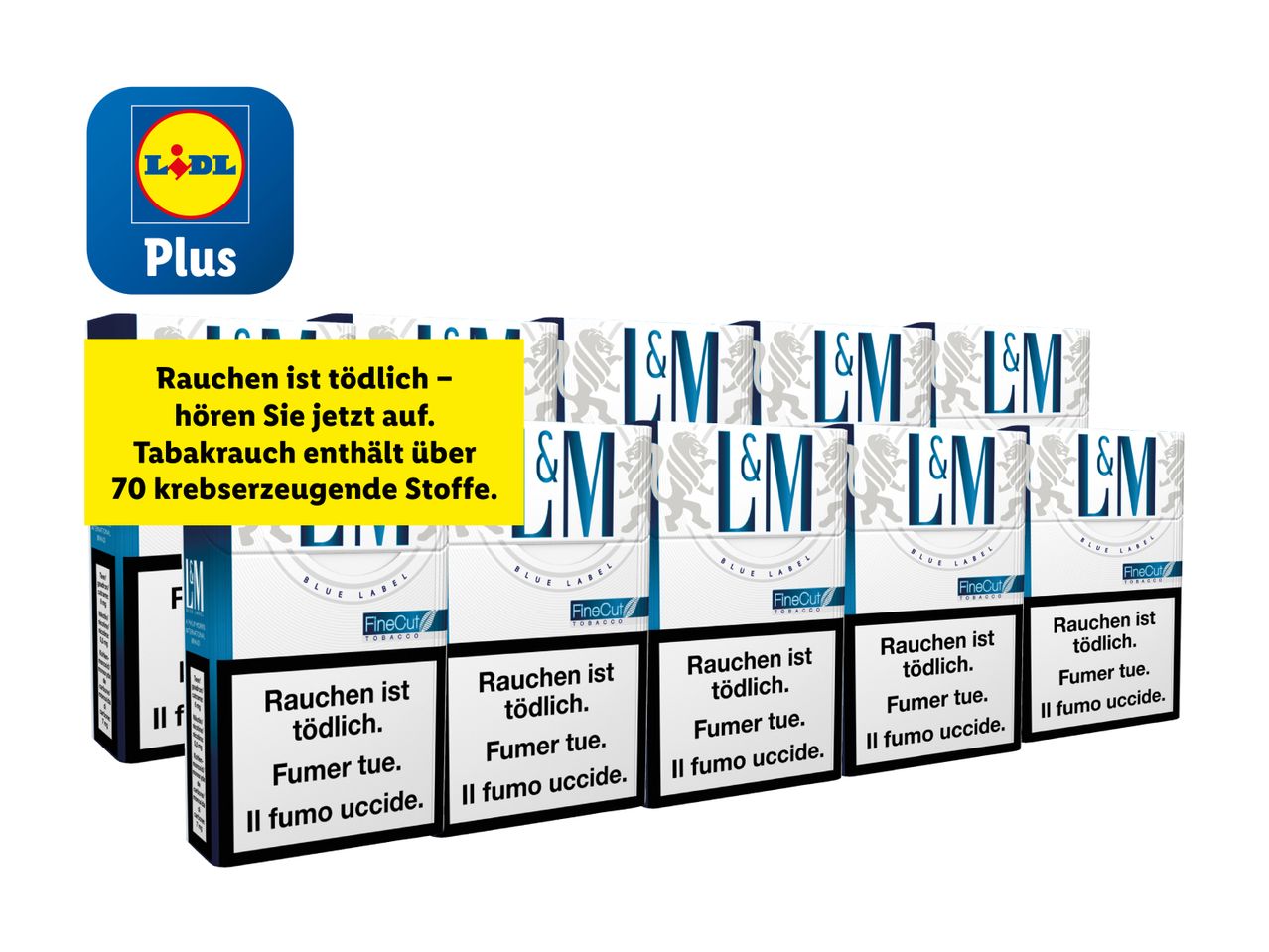 L&M Blue Label FineCut Zigaretten von Lidl Plus.