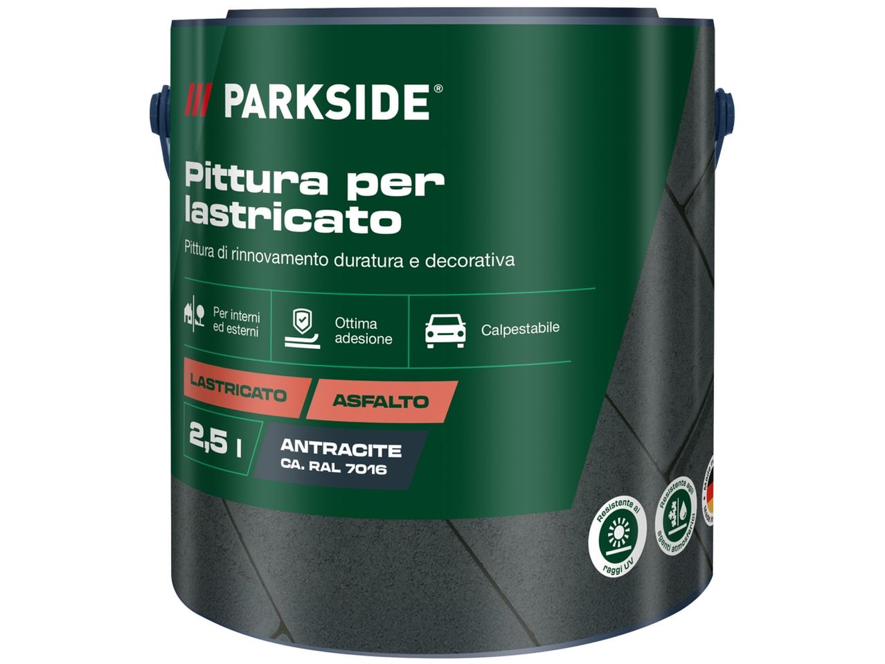 Parkside paint for paving and asphalt, anthracite RAL 7016.