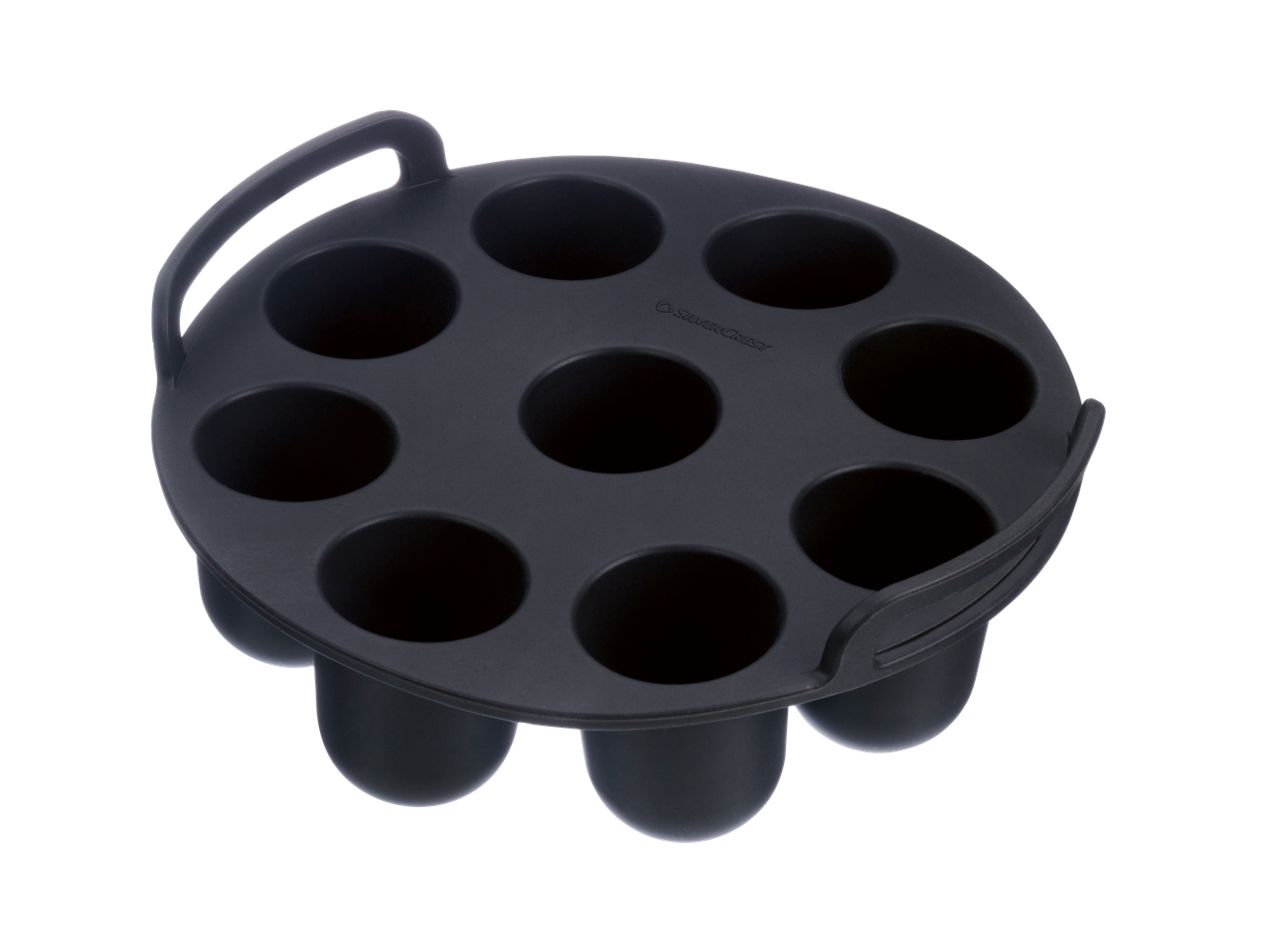 Silvercrest® silikona cepamā forma ar deviņām apaļām iedobēm un rokturiem.