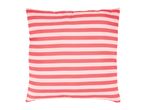 Pink and white striped square cushion