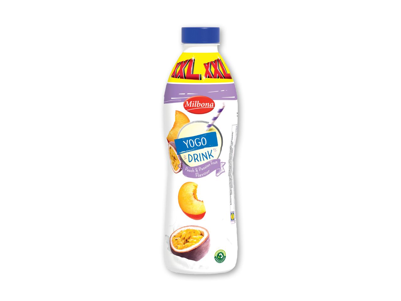 En flaske Tropicana passionsfrugt- og appelsinjuice.