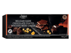 „Deluxe“ belgiški tamsiuoju šokoladu aplieti sausainiai su imbieru, 100 g.