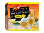 Lemon ice dessert in lemon-shaped cups, with text 'Helado de agua con limón' and 'Lemon Ice Dessert'.