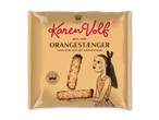 Orangekager med sød appelsinsmag, med en tegnet kvinde og et kongeligt emblem.