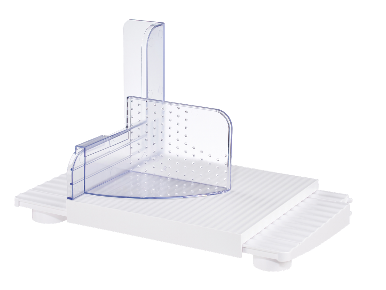 SILVERCREST elektromos szeletelő fehér alappal és átlátszó vezetővel.