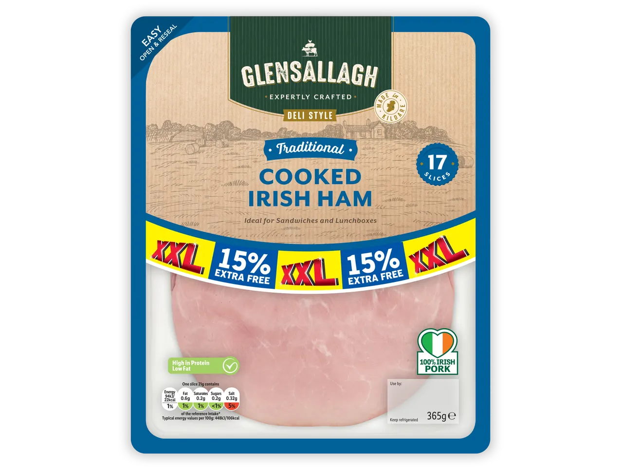 Glensallagh Cooked Irish Ham: 17 slices, deli style, extra free.