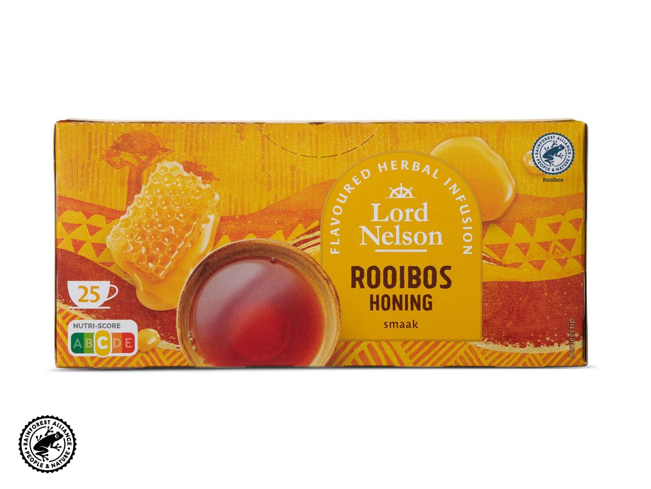 Lord Nelson Rooibos Honing: kruidenthee met honing, 25 zakjes.