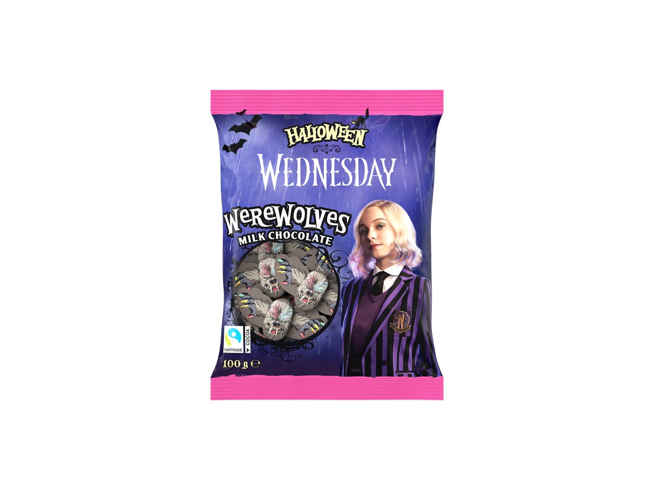 Halloween Wednesday Werewolves pieniško šokolado pakuotė su Enid Sinclair.