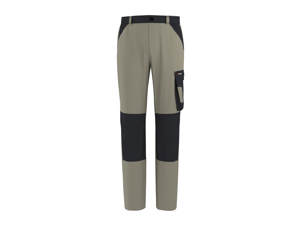 Men's work trousers in beige and black with cargo pockets