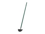 Green garden hoe with a half-moon shaped blade