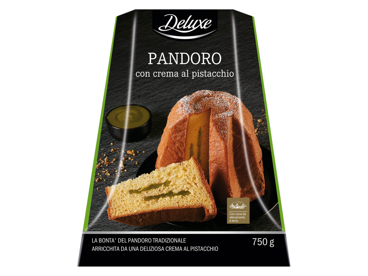 Pandoro con crema al pistacchio