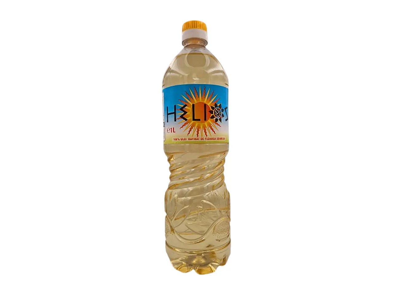 Sticlă de ulei de floarea-soarelui Helios de 1L.