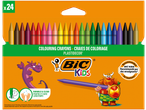 A pack of 24 colouring crayons with a dragon and a viking character, recommended by teachers.