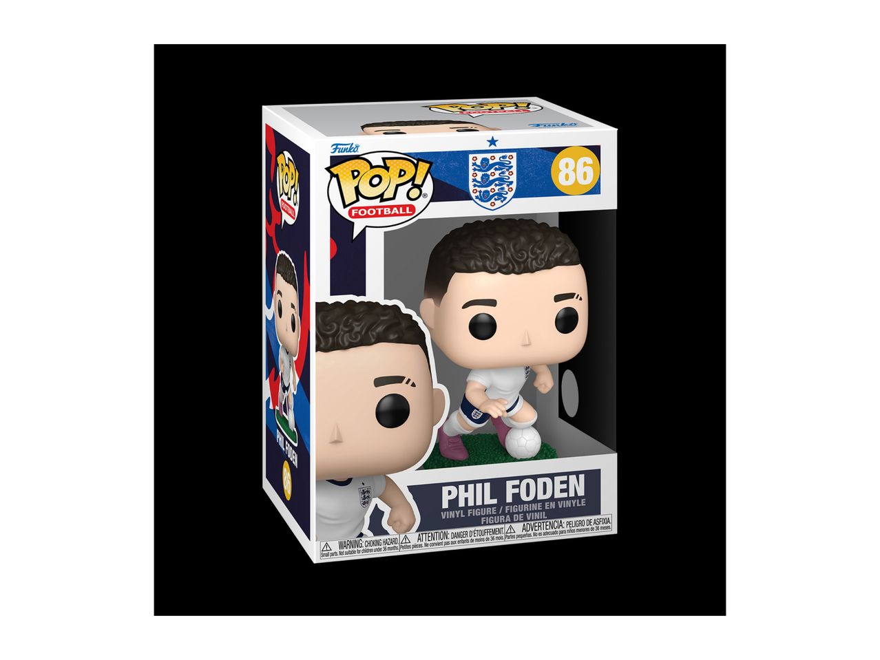 Football player collectible figure in a box, Phil Foden, number 86.