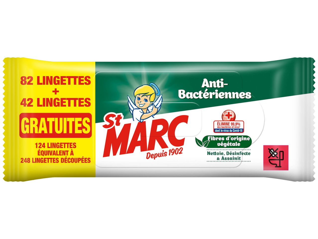 Pochette de lingettes St Marc antibactériennes.