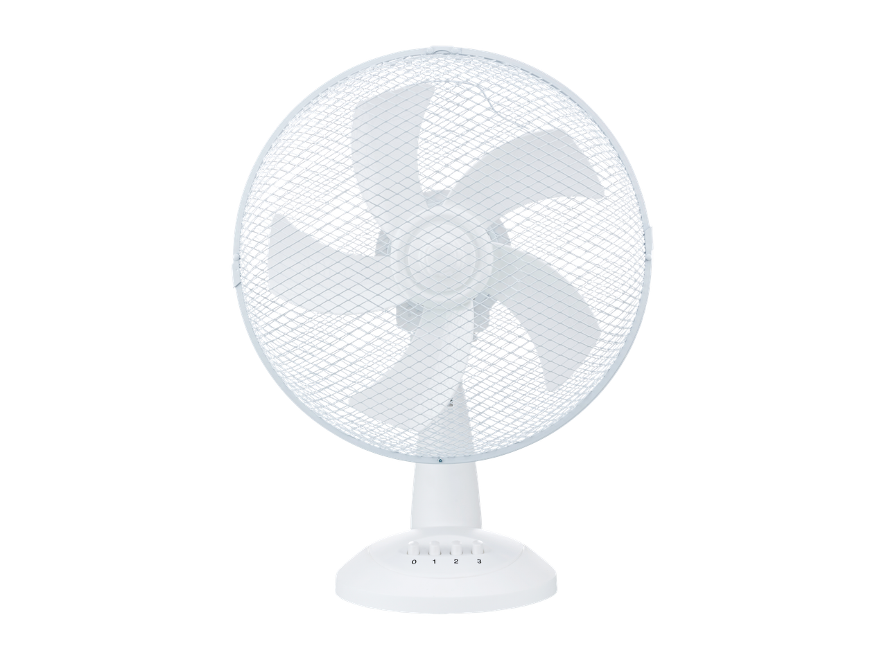 Balts Tronic galda ventilators ar četriem ātruma iestatījumiem.