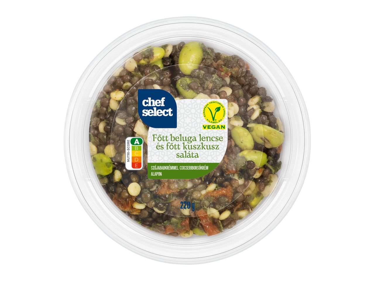Chef Select vegán beluga lencse és kuszkusz saláta.