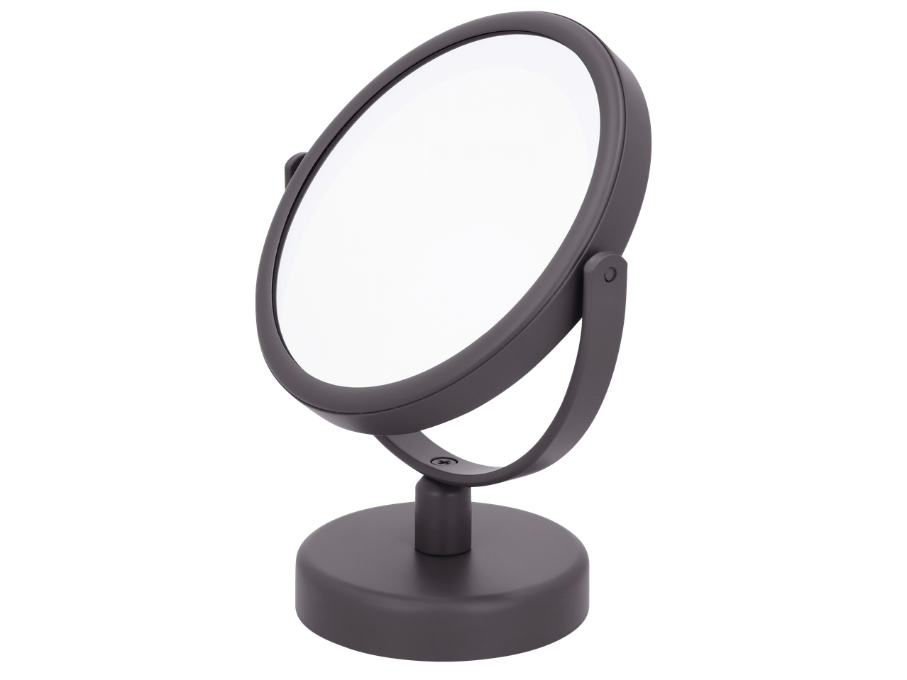 Кръгло козметично огледало с LED осветление и стойка, тъмносиво.