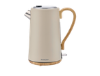 SILVERCREST® KITCHEN TOOLS Kettle in cream with a wooden handle and base.