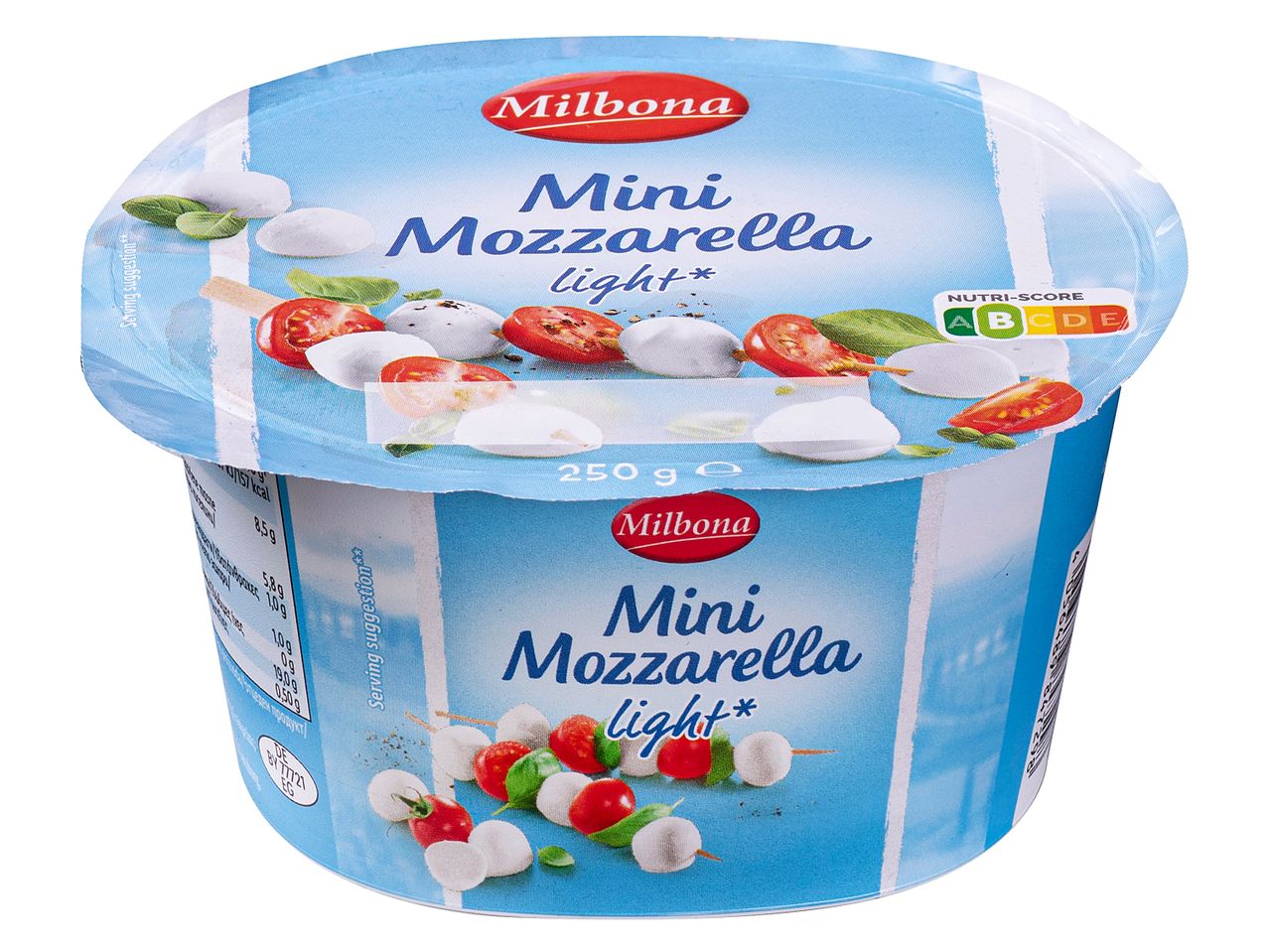 Μίνι μοτσαρέλα light, με ντομάτες και βασιλικό, 250γρ, Nutri-Score A.